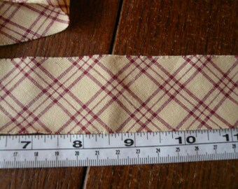 laura ashley polycotton bias plaid bias binding beige burgundy tartan UK seller