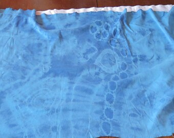 blue tie dye cotton jersey remnant UK seller