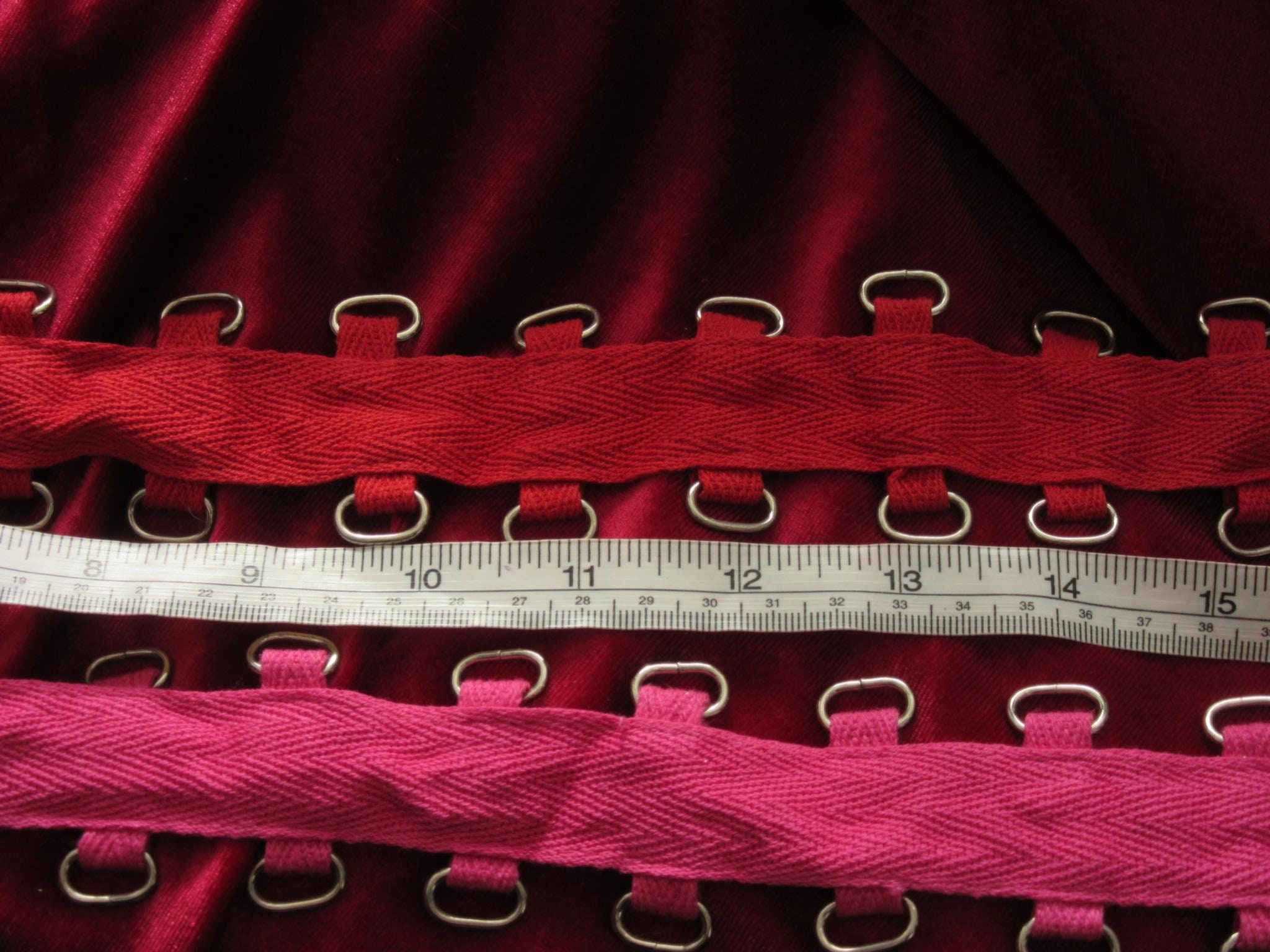 double D-ring tape hot pink or red per metre UK seller