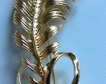 Vintage Leaf Feather Pin Brooch