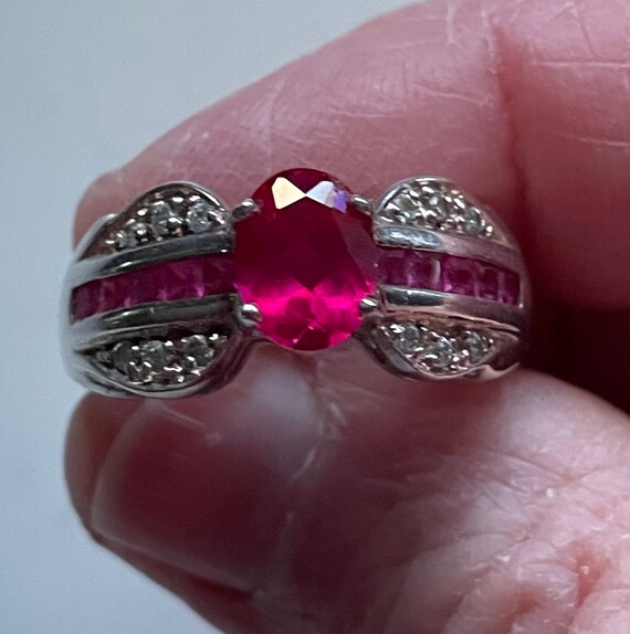 Ruby and CZ Gemstone 925 Sterling Silver Ring