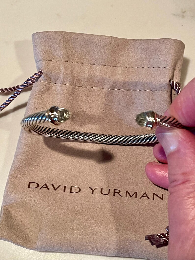 David Yurman Cable Classic Bracelet Prasiolite Sterling Silver & 14K