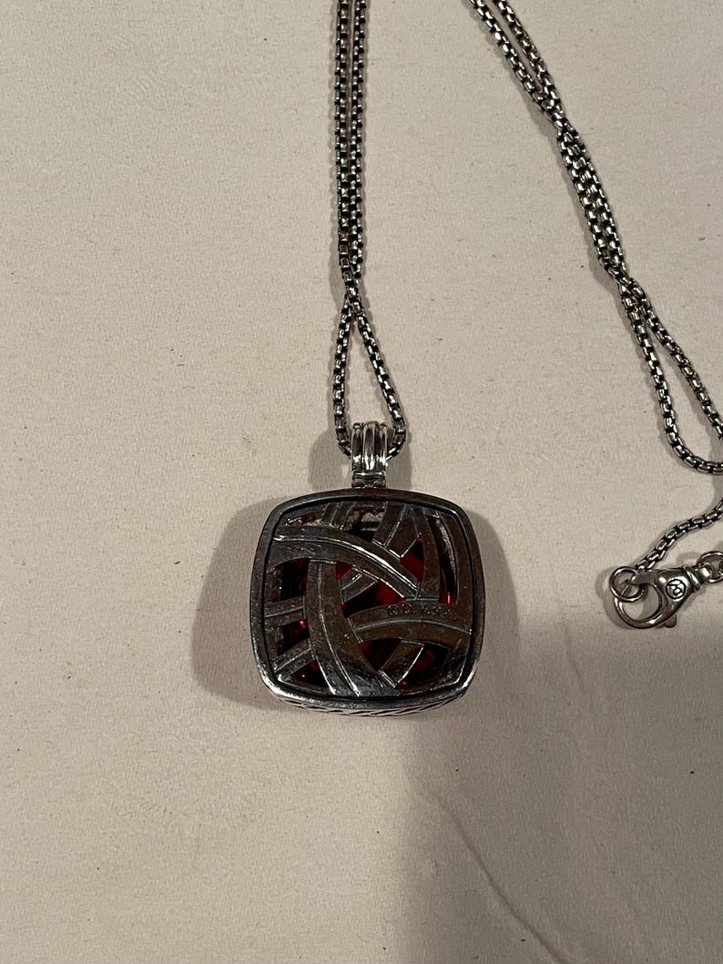 David Yurman Sterling Silver 20mm Albion Necklace Tourmaline & Diamonds