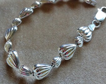 Puffed Heart Bracelet ~ 925 Sterling Silver ~ Valentines, Romantic, Sweetheart