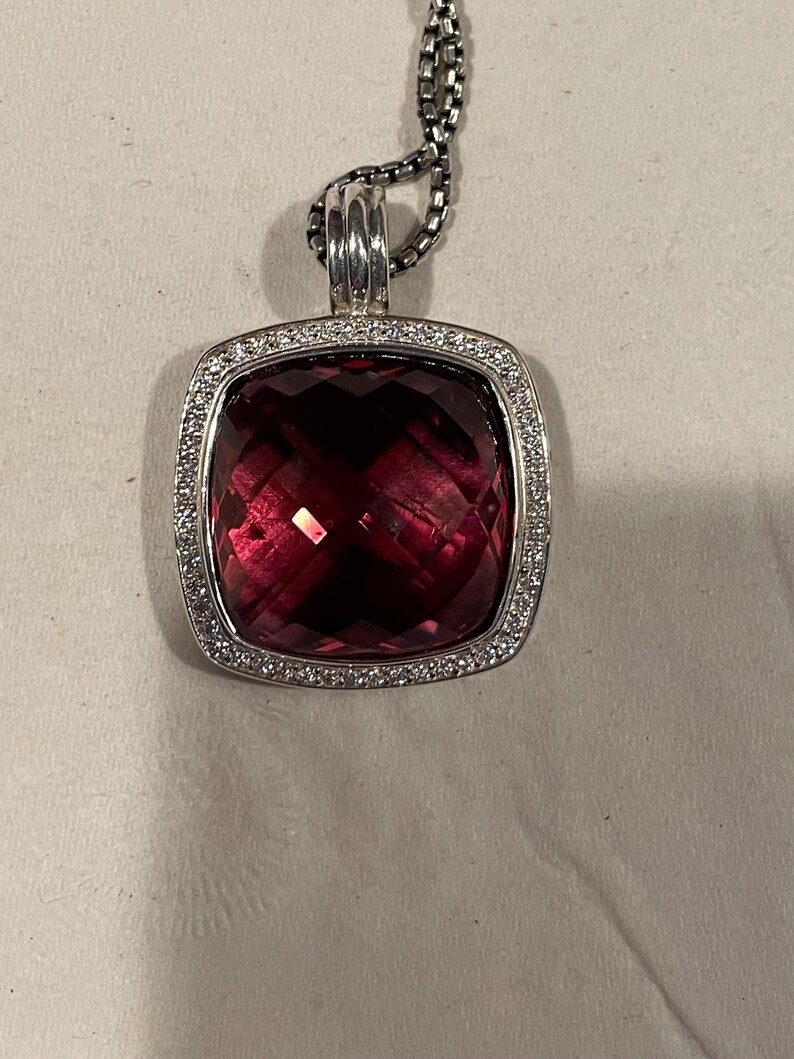 David Yurman Sterling Silver 20mm Albion Necklace Tourmaline & Diamonds
