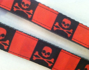 1" Wide Skull and Crossbones Collar