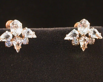 Vintage Earrings Curtis (DcE Curtis) Delicate Earrings 1/20 12K GF with  Emerald, Pear, and Round Cut Clear Stones, Marked