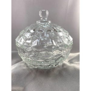 Vintage Fostoria American Pattern Crystal Covered Dish Bowl 1940s Sparkle Elegant Glass