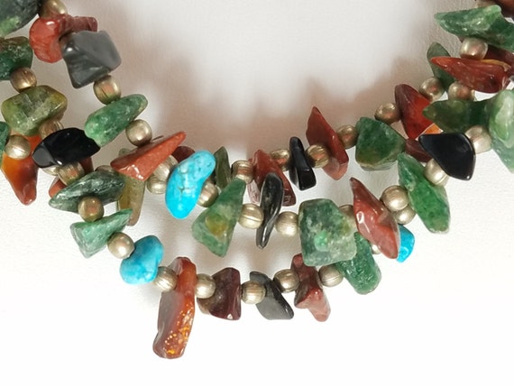 Choker//Necklace//Stone Chips//Jadeite, Quartz, T… - image 1