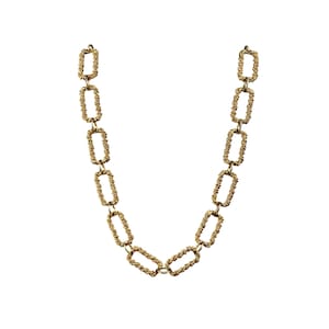 Collana Trifari con maglie rettangolari intrecciate color oro, 24 pollici