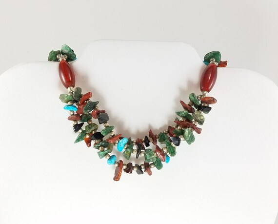 Choker//Necklace//Stone Chips//Jadeite, Quartz, T… - image 2