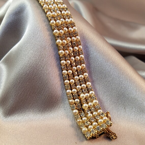 Bracelet Kramer of NY 5 strand //Pearl and Rhinest