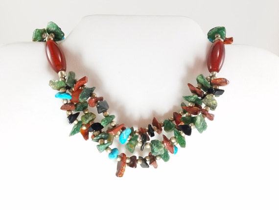 Choker//Necklace//Stone Chips//Jadeite, Quartz, T… - image 3