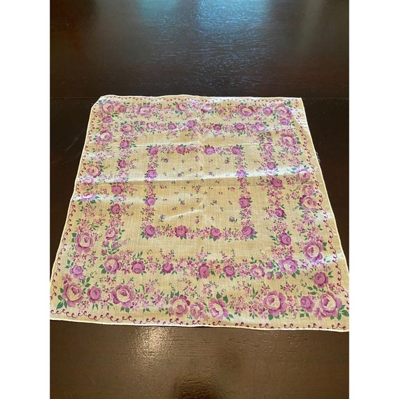 Handkerchief Lavender Rose Square Pattern All ove… - image 1