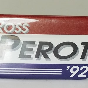 Political//Presidential Campaign Button//Ross Perot//1992//Independent//Vintage//Rectangular pin//