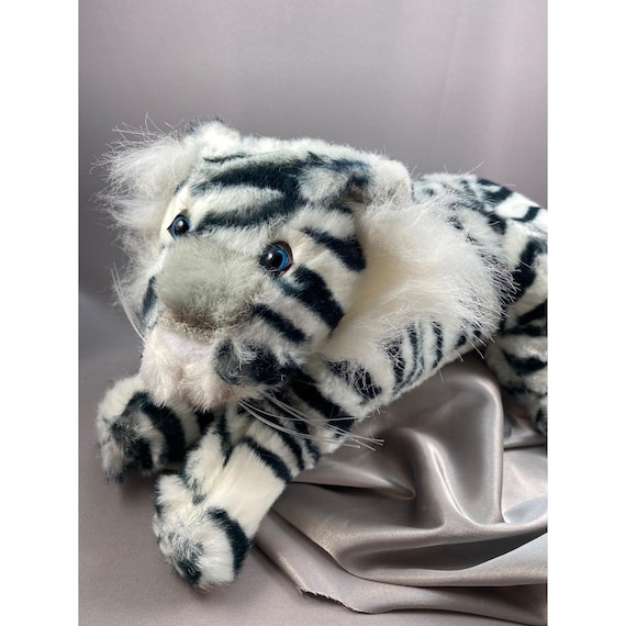 Tiger White & Black Striped Plush Blue Eyes Fiesta Concession
