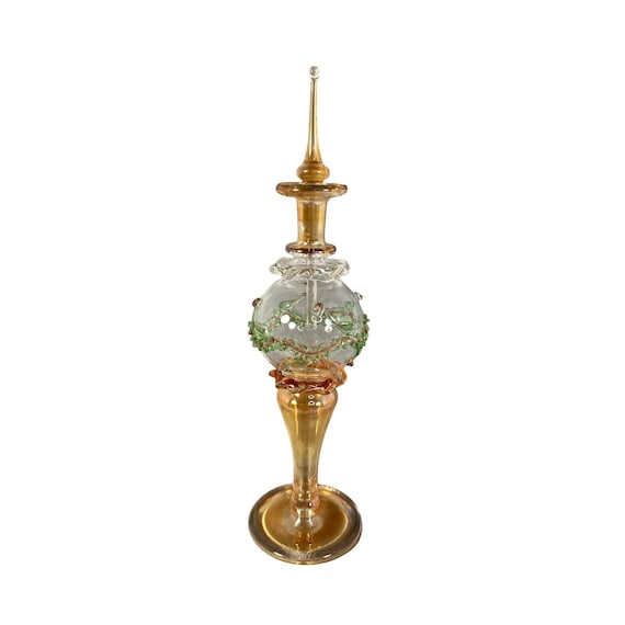 Handmade Glass Perfume Oil Bottle Stopper Applicator Applied Vine Design VTG