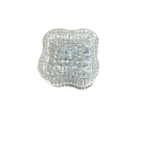 Glass Trinket Box Square Button Pattern 2.5 Inches Square Made in Romania VTG