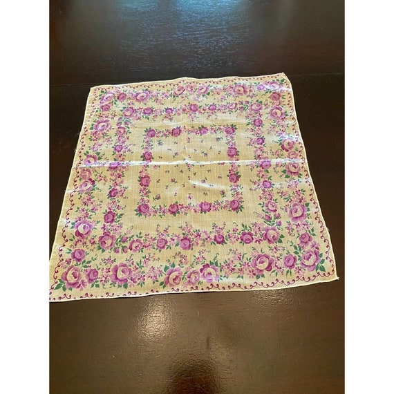Handkerchief Lavender Rose Square Pattern All ove… - image 2