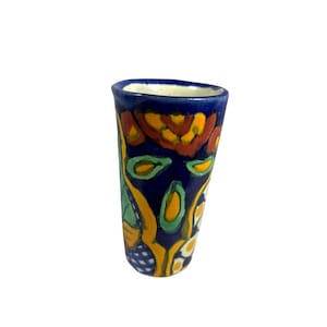 Mexikanische Hand bemalte Mini Vase JMB Keramik Bunte Volkskunst Zahnstocher Halter
