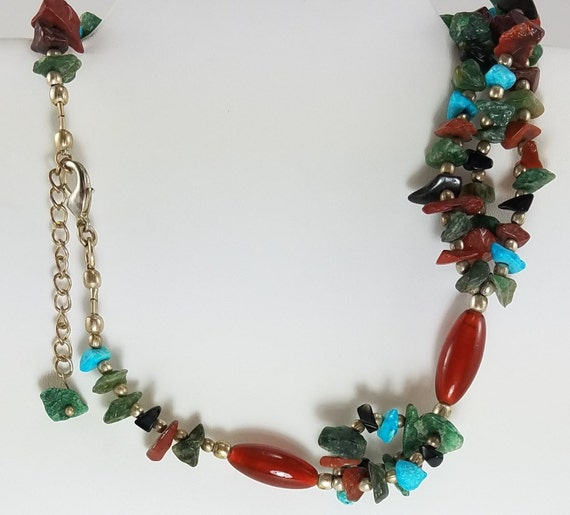 Choker//Necklace//Stone Chips//Jadeite, Quartz, T… - image 4