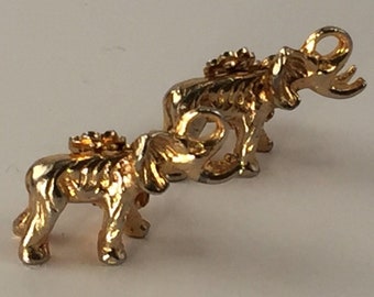 Earrings//Bull Elephant//Trumpeting//Animal//Gold tone//Clip-On//Very Detailed//Big Ears//Muscle//Pachyderm