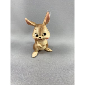 Josef Original Rabbit Bunny 3 1/2 pulgadas de alto pegatina de papel de aluminio marcada con cola grande VTG 78