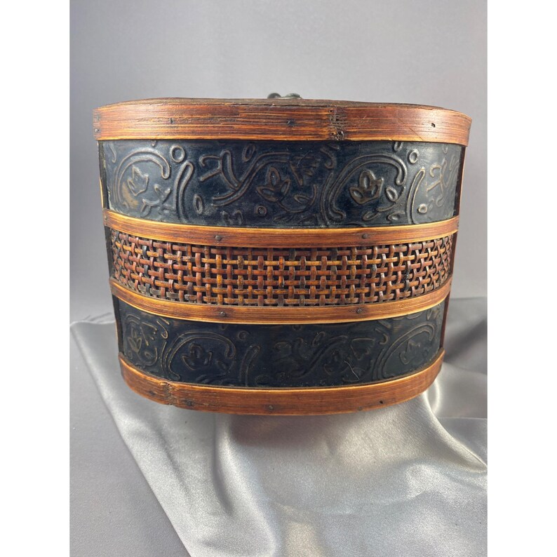 Wooden Box Treasure Chest Style Hinged Hook Latch Handles Metal ...
