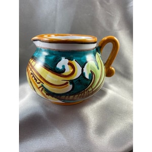 Brocca per lattiera maiolica messicana Padilarew Cactus Pot Belly 3 3/4 x 3&quot; 6 0z VTG