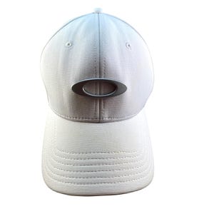 Oakley White Baseball Cap L/XL Flex Metal Logo Golf Embroidery Polyester Vintage