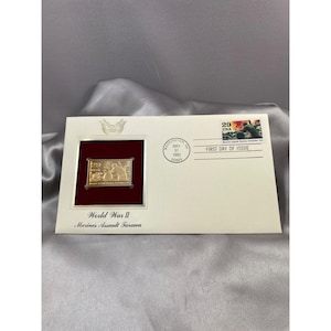 Vintage World War II Marines Assault Tarawa Gold Stamp Replica 1st Day Cover &#39;93