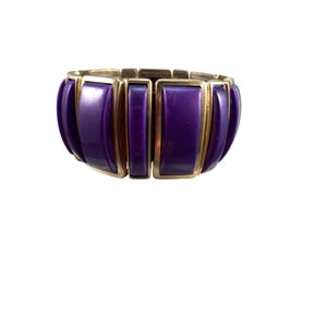 Armreif Breite dehnbar Lila Goldfarben Retro Chunky Schmuck Vintage