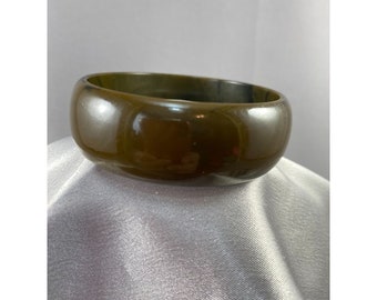 Bangle Bracelet Chocolate Brown Bakelite Oval 3x2 5/8" Width 7/8" Vintage