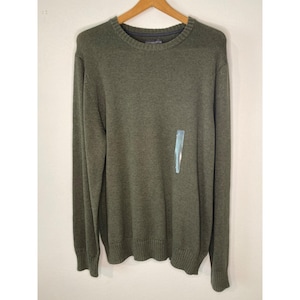 Sweater Crewneck Covington Mens Tags Solid LG 100% Cotton Olive Green Vintage