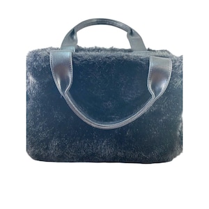 Bolso tote de piel sintética, asas de cuero, bolsillos interiores, cierre magnético, años 70