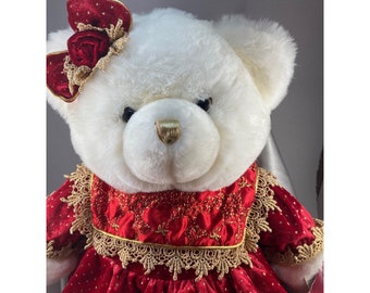 Bear Stuffed Animal DanDee White Large Limited Edition Keepsake Memories Vintage