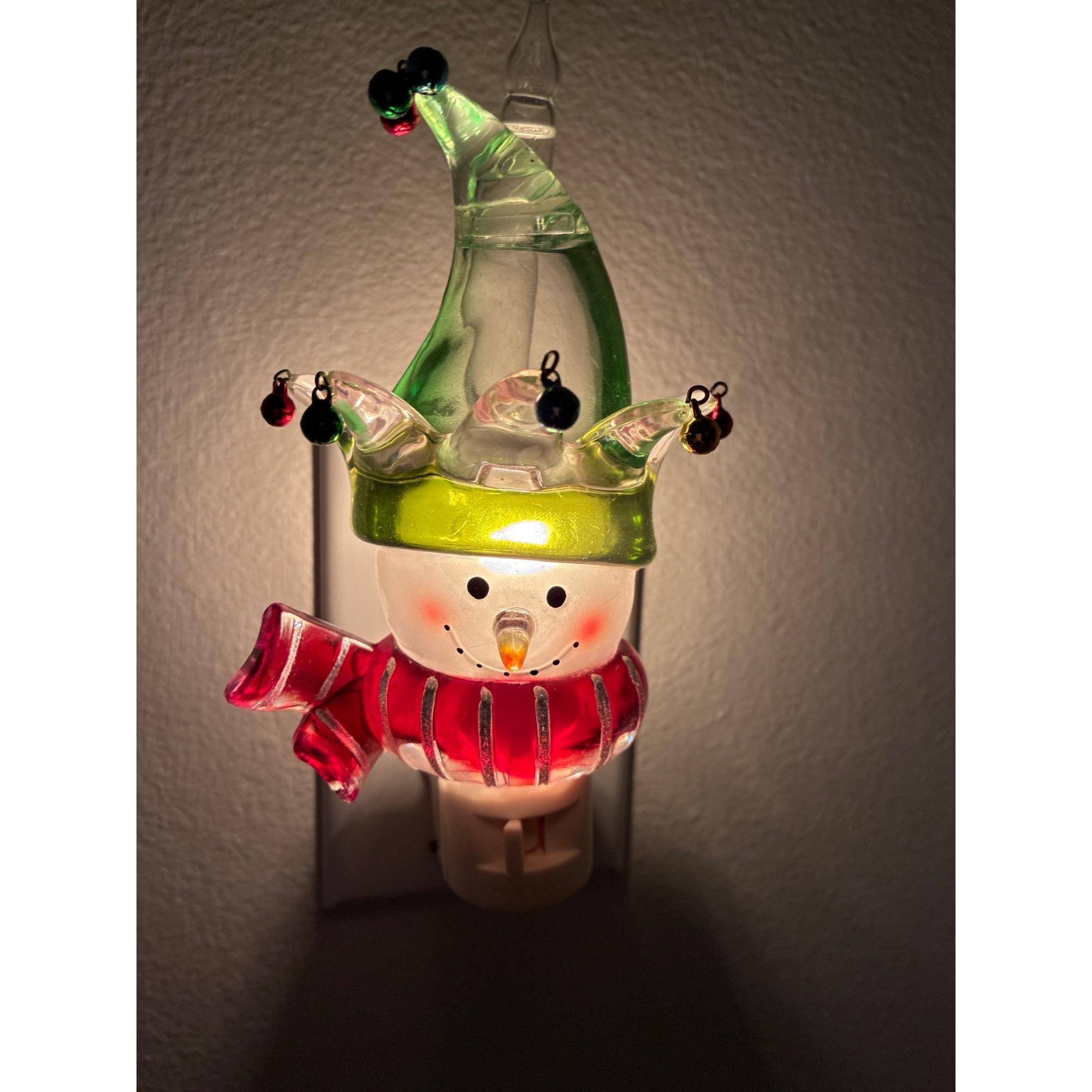 Vintage Style Christmas Bubble Night Light Snowman Tree Glitter
