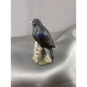 Vogel Figur Amsel Bisque Porzellan Royal Cornwall Miniatur VTG