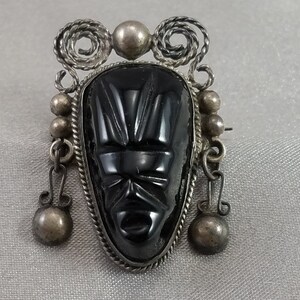 Anstecknadel//Brosche//Mexikanischer Schmuck//Onyx Maske//Anstecknadel//Tribal//Mexikanischer//Azteker//Maya//Anstecknadel//