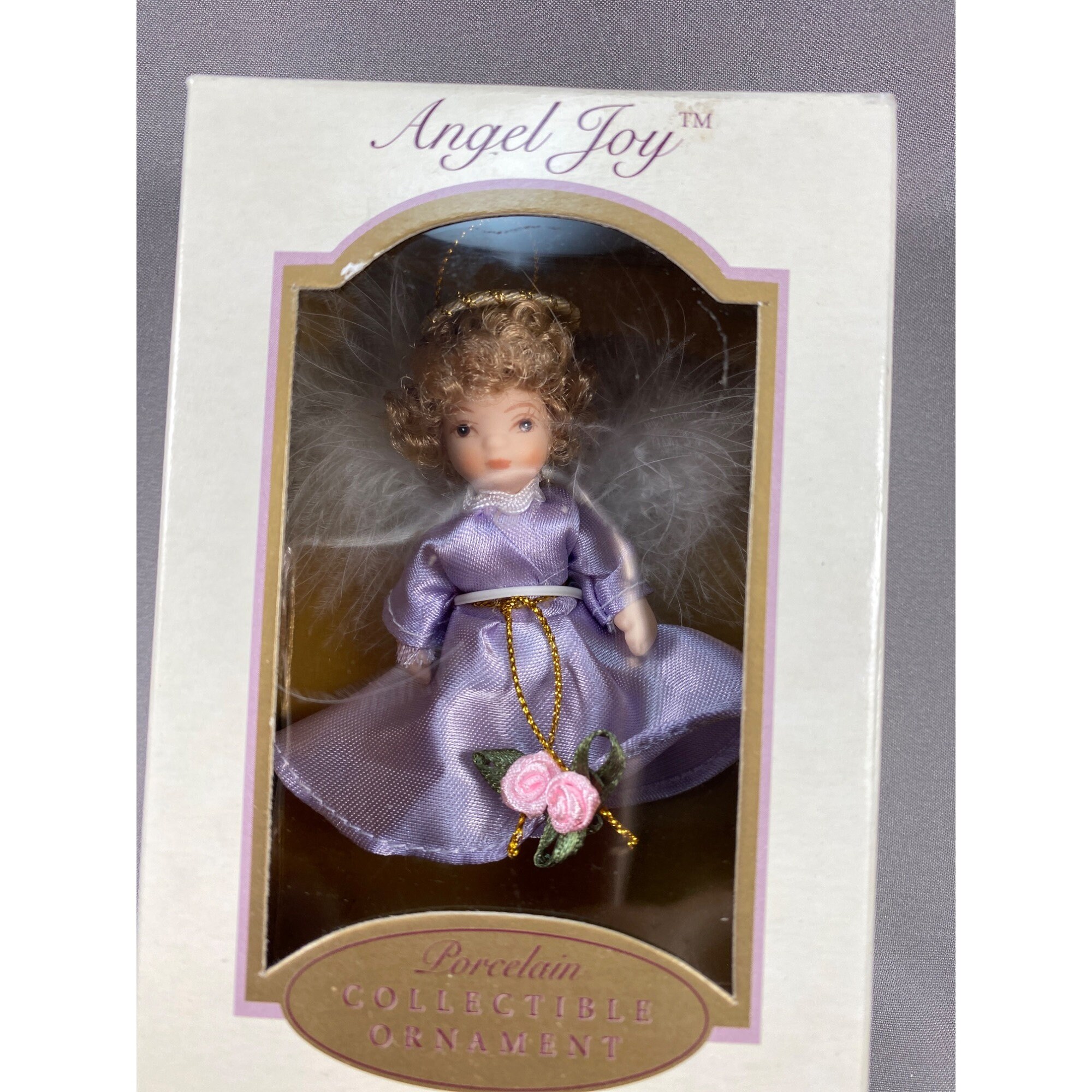 Ornament Angel Joy Porcelain Hand Painted Poseable European DG