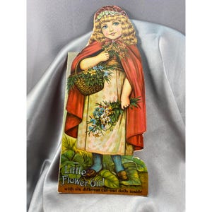 Paper Doll Book "Little Flower Girl" (6) Dolls Matching Childs Poetry 1940s VTG