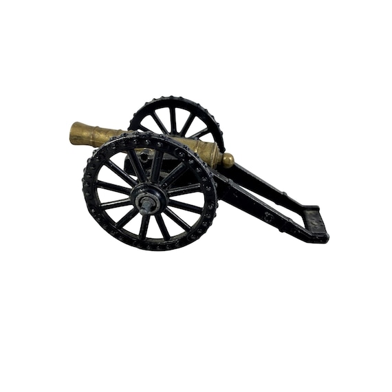 Vintage Penncraft Cast Iron Cannon-brass Barrel With Spoked Wheels