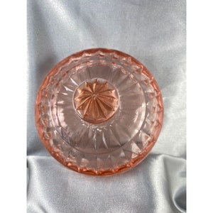 Windsor Depression Glass Covered Butter Dish Jeanette Co. Pink Blush Peach Vintage 1936 SEE