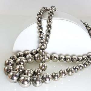 Vintage Silver Gradated Bead Double Strand Necklace