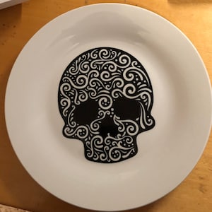 Decorative Sugar Skull Halloween Plate, Set of Four