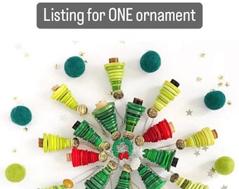 Colorful Button Christmas Tree Ornament, Handmade Holiday Decor