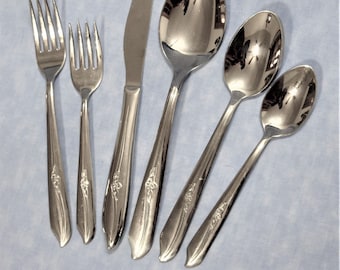 Vintage Stainless Silverware Flatware Misty Rose by Imperial International Choice Piece Mid Century Modern Silverware