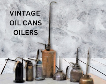Vintage Oil Can Oiler Thumb Pump Manual Hand Pump Handle Oilers