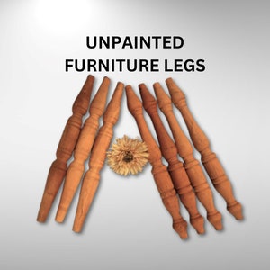 Vintage Unpainted Wood Furniture Legs Lathed Design Early American Hardwood Legs Set of 4 or Set of 3