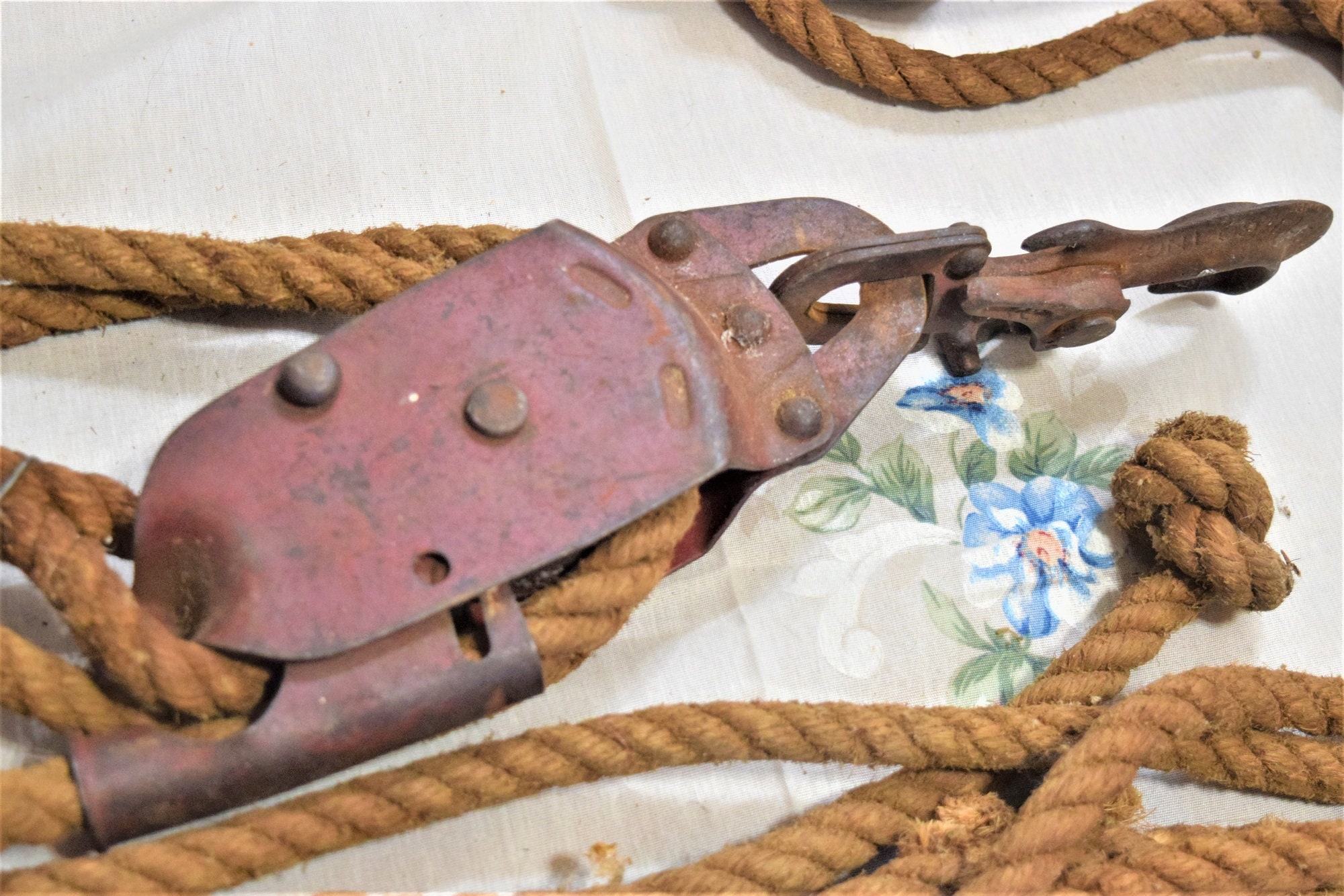 Vintage Double Wheel Pulley Block and Tackle Ratchet Locking Etsy